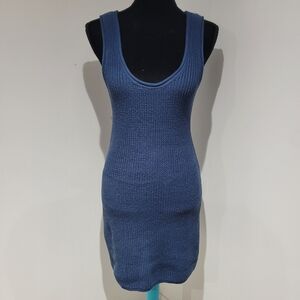 Dynamite Womens Knitwear Collection Sleeveless Bodycon Mini Dress Large Blue NEW